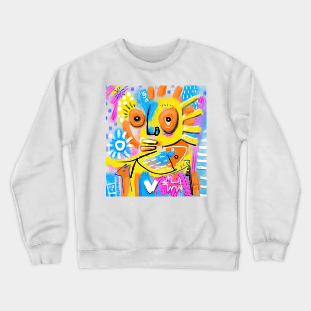 ART BRUT FACE Crewneck Sweatshirt by Angel Rivas